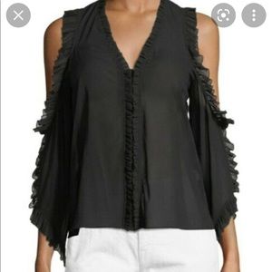 Alice + Olivia Black Claudette Ruffle Blouse